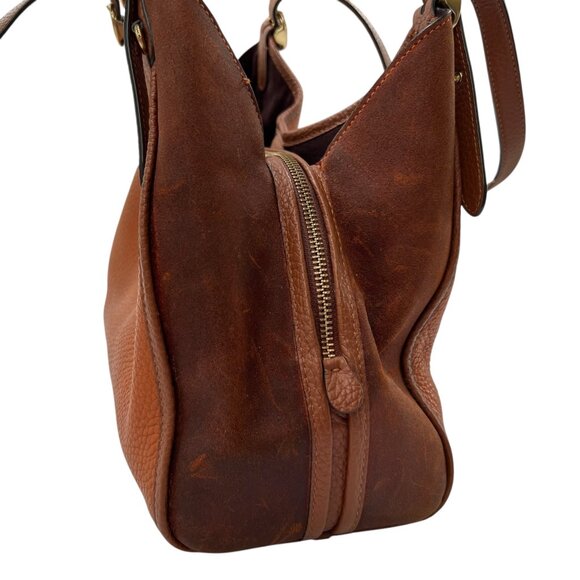 Coach Pebbled Leather Suede Lori Shoulder Bag With Gold Hardware & Zipper Pocket - Picture 12 of 16